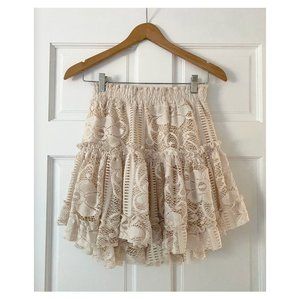 Misa Los Angeles Mini Skirt, all lace, cream, XS